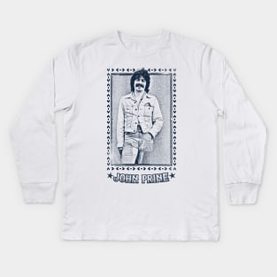 John Prine \/\\ Retro 70s Style Design Kids Long Sleeve T-Shirt